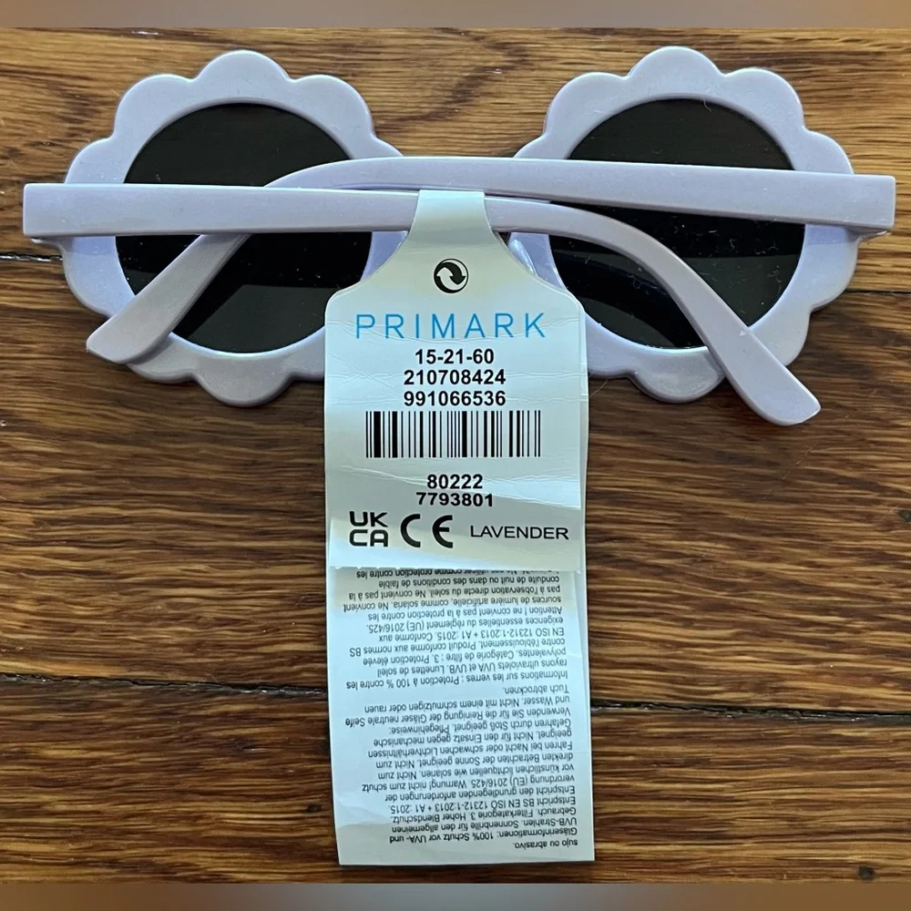 NWT Primark UV Protection Lavender Flower-Shaped Sunglasses Infant One Size